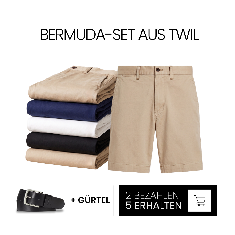RL BERMUDA-SET AUS TWILL [2 KAUFEN, 5 ERHALTEN] + GÜRTEL